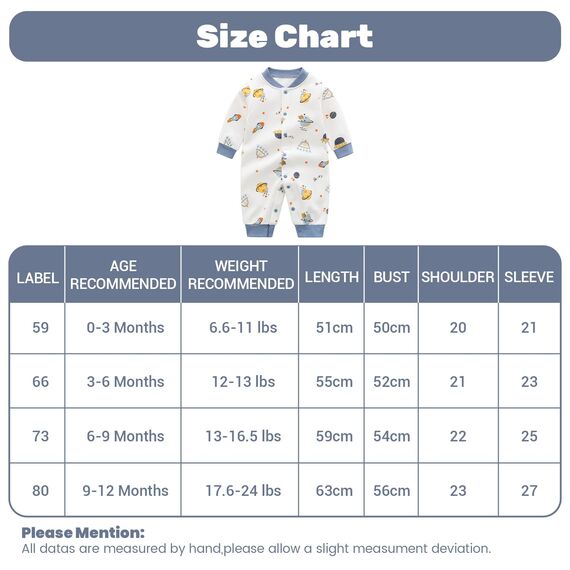 Minizone Babyschlafanzug Jungen Strampler, Baumwolle Einteiler mit Druckknöpfen Atmungsaktiv Langlebig Weich, Ideal zum Spielen Schlafen 0-3 Monate, Planet