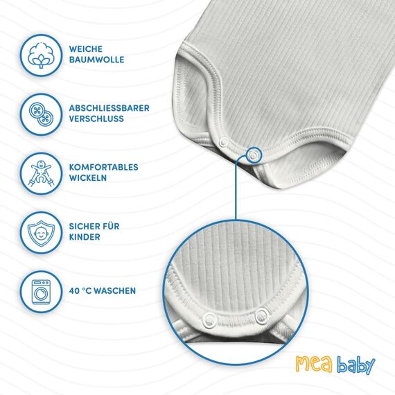MEA BABY Unisex Langarm Body aus 100% Baumwolle im 5er Pack, Mit Aufdruck für Mädchen und Jungen (86, Mädchen 4)