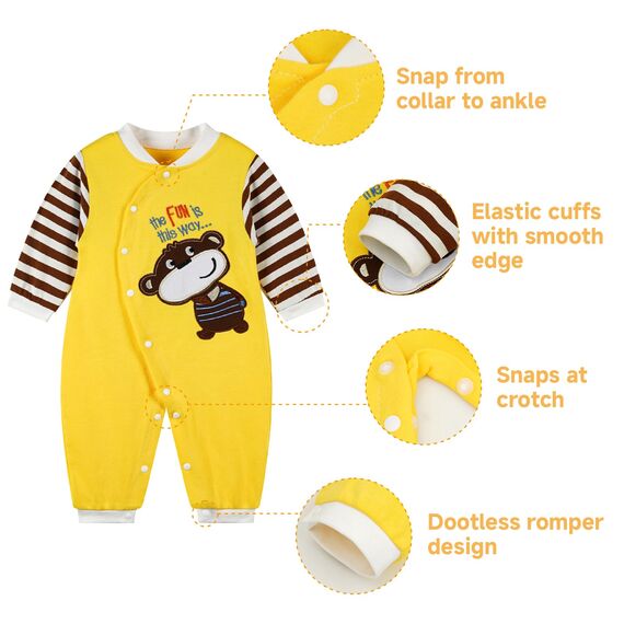 Baby Strampler Spielanzug Jungen Mädchen Schlafanzug Baumwolle Overalls Baby-Nachtwäsche, 6-9 Monate