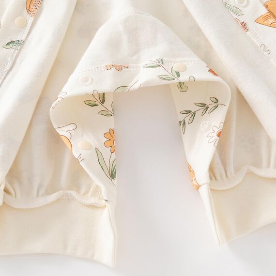 Minizone Babyschlafanzug Jungen Strampler, Baumwolle Einteiler mit Druckknöpfen - Atmungsaktiv Langlebig Weich - Ideal zum Spielen Schlafen 6-9 Monate, Hase