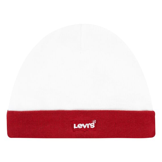 Levi's Kids Classic batwing infant hat bodysuit bootie set 3pc Unisex Baby Weiß 0-6 Monate