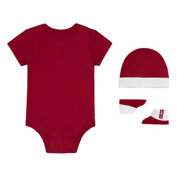 Levi's Kids Classic batwing infant hat bodysuit bootie set 3pc Baby Jungen Pastel Turquoise 6-12 monate
