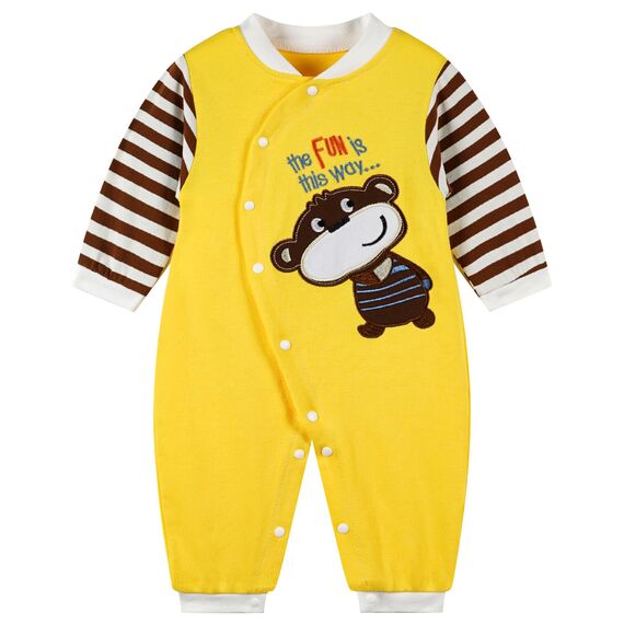 Minizone Babyschlafanzug Jungen Strampler, Baumwolle Einteiler mit Druckknöpfen - Atmungsaktiv Langlebig Weich - Ideal zum Spielen Schlafen 9-12 Monate