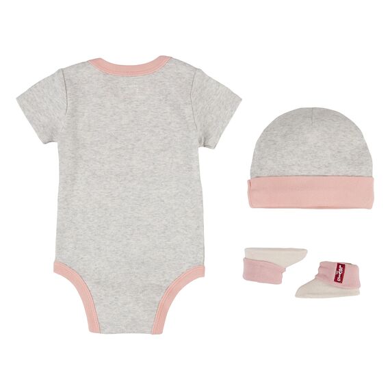 Levi's Kids Classic batwing infant hat bodysuit bootie set 3pc Baby Jungen Pastel Turquoise 0-6 Monate