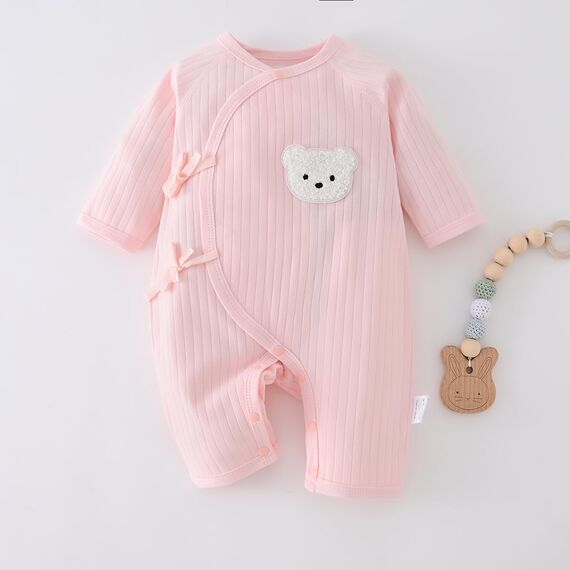 Babyfond 1 Pack Baby Bodysuit, Neugeborenes Baby warme Baumwolle Bodysuit mit Hut, 100% Baumwolle Kleinkind Homewear verdickt Frühling und Herbst Kleidung (Rosa,3-6 Monate)