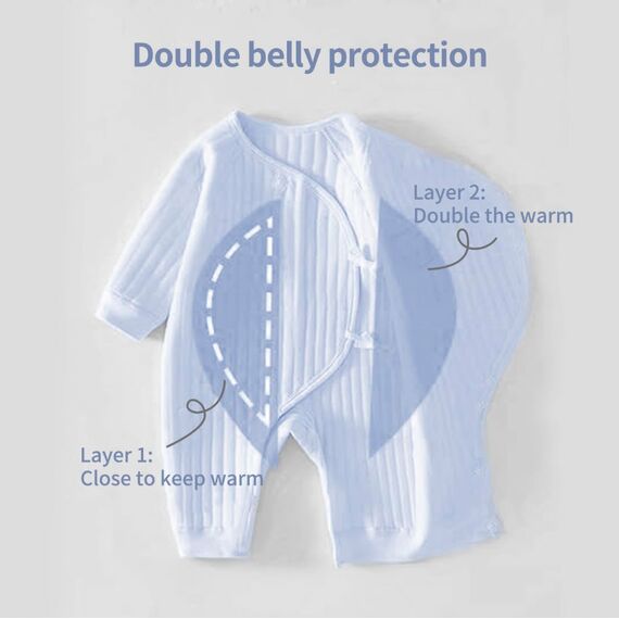1 Pack Baby Bodysuit, 3-6 Months Neugeborenes Baby warme Baumwolle Bodysuit mit Hut, 100% Baumwolle Kleinkind Homewear verdickt Frühling und Herbst Kleidung (Blau, 3-6 Months)