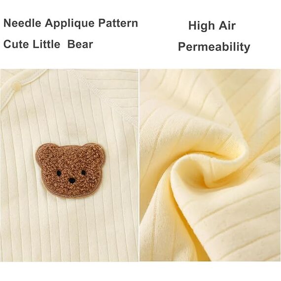 1 Pack Baby Bodysuit, 1-3 Months Neugeborenes Baby warme Baumwolle Bodysuit mit Hut, 100% Baumwolle Kleinkind Homewear verdickt Frühling und Herbst Kleidung (Beige, 1-3 Months)
