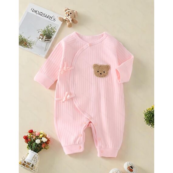 Babyfond 1 Pack Baby Bodysuit, Neugeborenes Baby warme Baumwolle Bodysuit mit Hut, 100% Baumwolle Kleinkind Homewear verdickt Frühling und Herbst Kleidung (Rosa, 0-1 Monate)