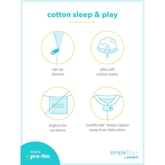 Simple Joys by Carter‘s Playsuit, für Babys, Baumwolle, 3 Stück ,Elephant/Stripe/Giraffe ,US NB (EU 56-62)