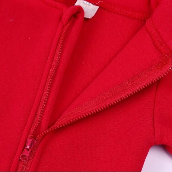 Alunsito Säugling Baby Jungen Mädchen Kleidung Reißverschluss Fleece Bär Ohr mit Kapuze Jumpsuit Strampler Langarm Einteilig Warm Kleidung 66 Rot 3-6 Monate