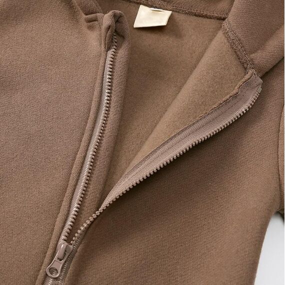 Alunsito Baby Jungen Mädchen Jumpsuit Bären Ohrhörer Hoodie Strampier Reißverschluss Langarm ein Stück Outfits warme Kleidung für Unisex 59 Brown 0-3 Monate