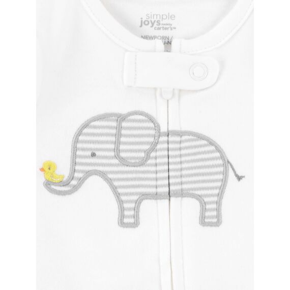 Simple Joys by Carter‘s Playsuit, für Babys, Baumwolle, 3 Stück ,Elephant/Stripe/Giraffe ,US NB (EU 56-62)