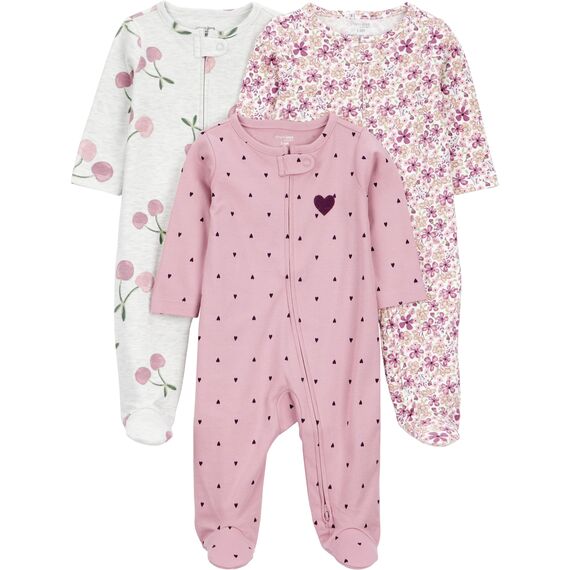 Simple Joys by Carter's 3er-Pack Sleep and Play, Kirschherz, 0-3 Monate