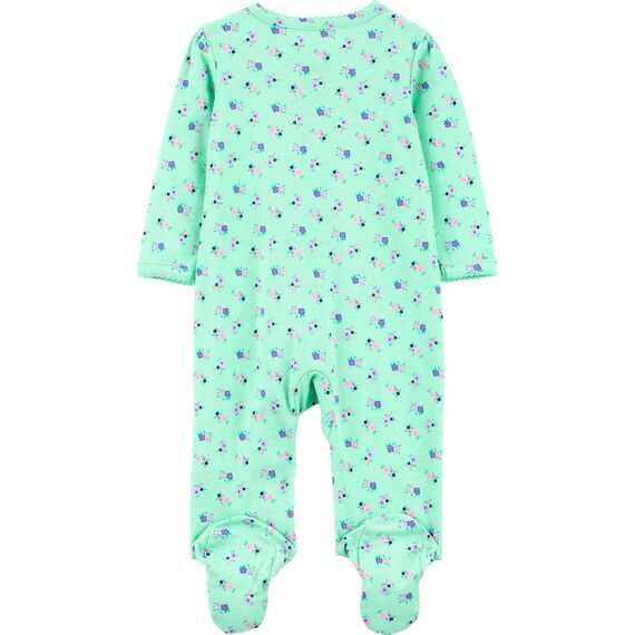 Simple Joys by Carter's Baby Mädchen 3-Pack Sleep and Play Sleepers, Marineblau Punkte/Minzgrün Floral/Weiß Blumen, 0-3 Monate (3er Pack)