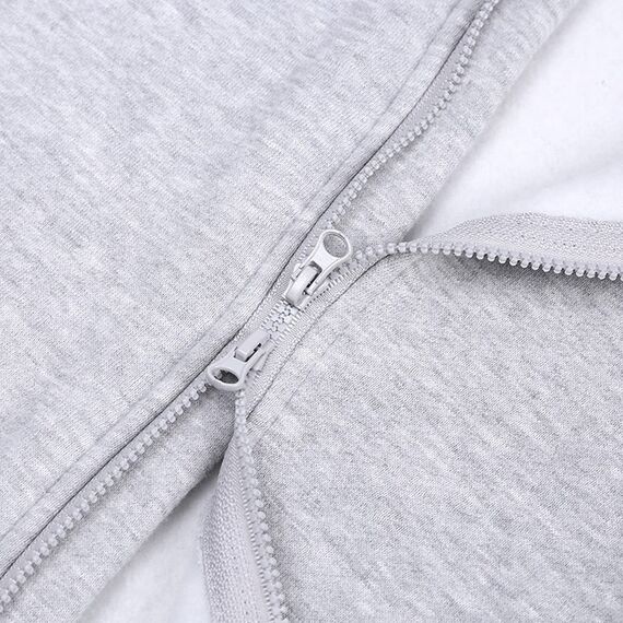 Alunsito Kleinkind Baby Reißverschluss Kleidung Solide Bärenohr Langarm Kapuzen Overall Frühling Winter Reißverschluss Body Grau 73 6-9 Monate
