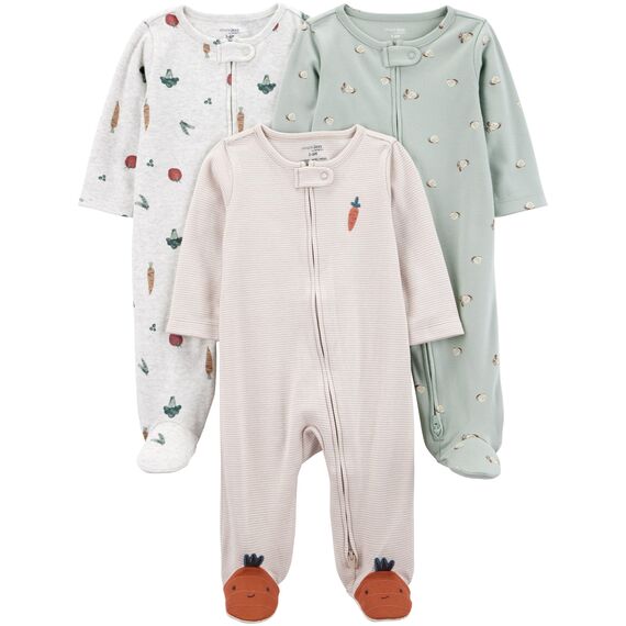 Simple Joys by Carter's 3er-Pack Sleep and Play, Veggie-Streifen, 0-3 Monate