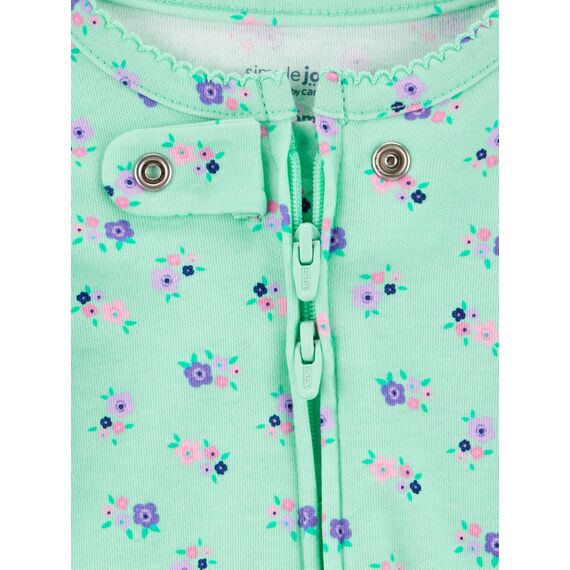 Simple Joys by Carter's Baby Mädchen 3-Pack Sleep and Play Sleepers, Marineblau Punkte/Minzgrün Floral/Weiß Blumen, 3-6 Monate (3er Pack)