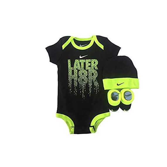 Nike Kinder Futura Logo Bodysuit Set Gr. 0-6 Monate , Schwarz (IBSPN0643)/Volt/Volt