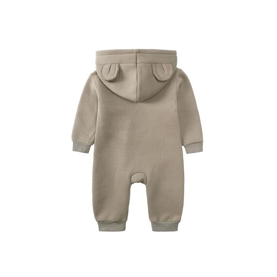 Alunsito Baby Mädchen Jungen Herbst Kleidung Outfits Kleinkind Baby Langarm Bärenohr Hoodie Strampler Bodysuit Fleece One Piece Jumpsuit 73 Khaki 6-9 Monate