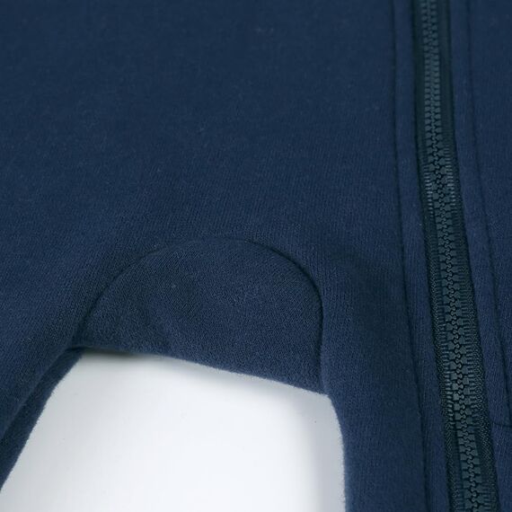 Alunsito Säuglingsbabys Mädchen Kleidung Reißverschluss Fleece Bärenohr mit Kapuze-Jumpsuit Langarm ein Stück warme Kleidung 80 dunkelblau 9-12 Monate