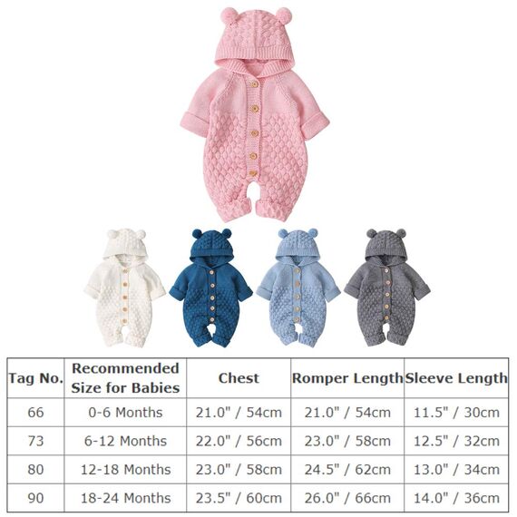 Odizli Neugeborene Baby Mädchen Jungen Kleidung Langarm Gestrickt Kapuze Strampler Body Overall Jacke Frühchenkleidung Erstausstattung Babysachen Set Herbst Winter Babykleidung Rosa 0-6 Months