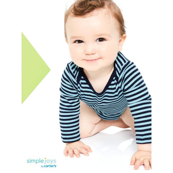 Simple Joys by Carter's Unisex Baby Long-Sleeve Bodysuit Pack of 5 Body, Blau/Grau Meliert/Marineblau Streifen/Orange/Weiß Segelboote, 0-3 Monate (5er Pack)