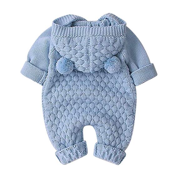 Odizli Neugeborene Baby Mädchen Jungen Kleidung Langarm Gestrickt Kapuze Strampler Body Overall Jacke Frühchenkleidung Erstausstattung Babysachen Set Herbst Winter Babykleidung Hellblau 18-24 Months