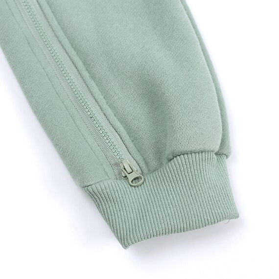Alunsito Neugeborenes Baby Jungen Mädchen Strampler Baumwolle Bärenohr Lange Ärmel Reißverschluss Hoodie Bodys Overall Outwear Grün 90 1-2 Jahre
