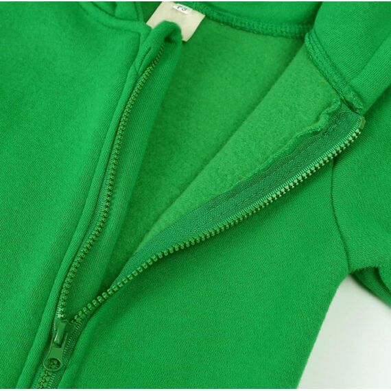 Alunsito Säugling Baby Jungen Mädchen Kleidung Reißverschluss Bärenohr Kapuze Jumpsuit Strampler Langarm Outfit Herbst Winter Warme Kleidung 90 Grasgrün 1-2 Jahre