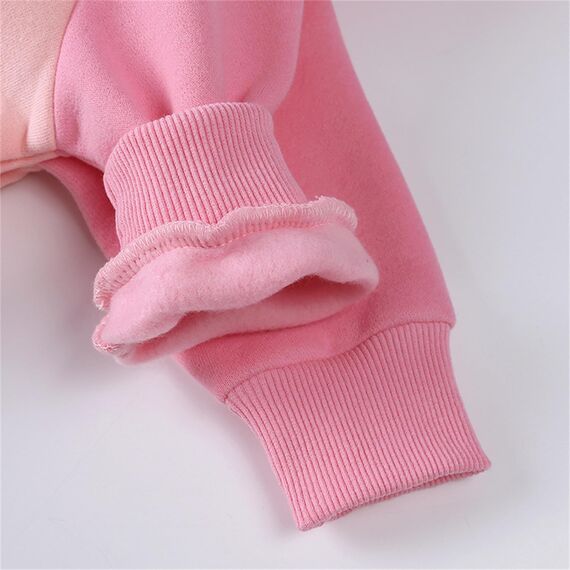 Alunsito Neugeborene Unisex, Babykleidung für Jungen und Mädchen, Kapuzenoverall, Farbblock, Langarm, einteilig, Kapuzenoverall, Body, Outfit 90 Pink Peach 1–2 Jahre