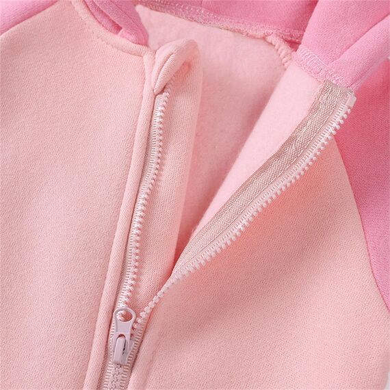 Alunsito Neugeborene Unisex, Babykleidung für Jungen und Mädchen, Kapuzenoverall, Farbblock, Langarm, einteilig, Kapuzenoverall, Body, Outfit 90 Pink Peach 1–2 Jahre