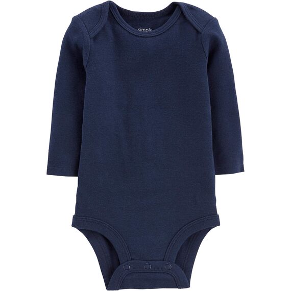 Simple Joys by Carter's Unisex Baby Long-Sleeve Bodysuit Pack of 5 Body, Blau/Grau Meliert/Marineblau/Olivgrün/Verwaschenes Marineblau, 6-9 Monate (5er Pack)