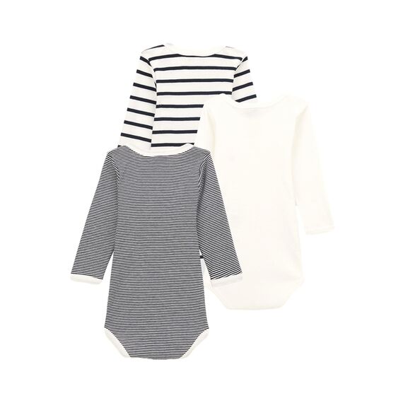 Petit Bateau Unisex BabyGestreifter Body mit langen Ärmeln (3er Pack) , Variante 1, 12 Monate