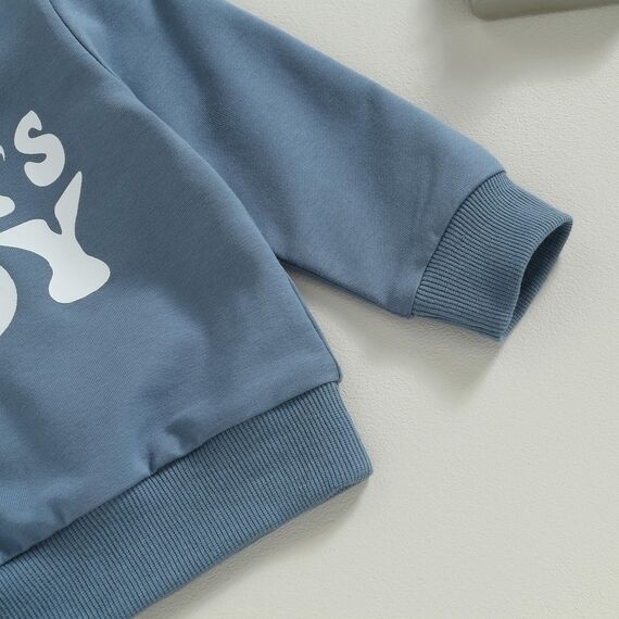 Geagodelia Baby Jungen Kleidung Outfit Babykleidung Set Langarmshirt Sweatshirt + Hose Neugeborene Weiche Babyset Mama's Boy Zweiteiler (B - Blau & Grau, 2-3 Jahre)