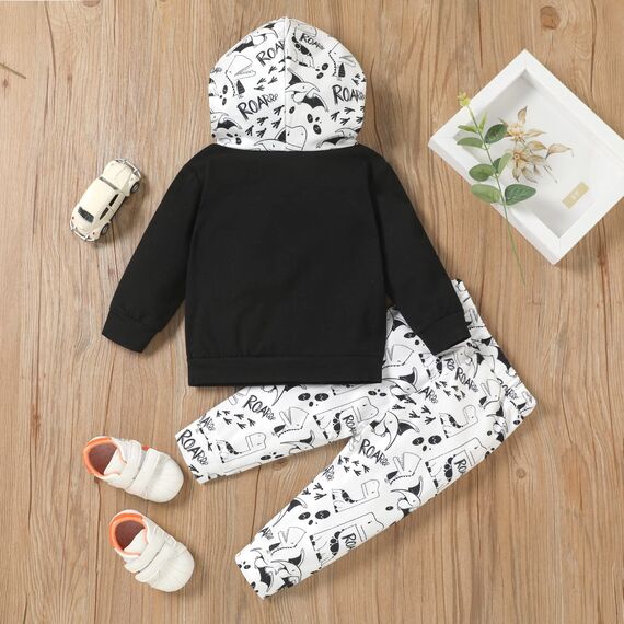 Geagodelia Baby Jungen Kleidung Outfit Babykleidung Set Langarm Kapuzenpullover Top + Hose Neugeborene Weiche Babyset Mini Boss (6-12 Monate)