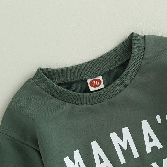 Geagodelia Baby Jungen Kleidung Outfit Babykleidung Set Langarmshirt Sweatshirt + Hose Neugeborene Weiche Babyset Mama's Boy Zweiteiler (C - Grün & Grau, 18-24 Monate)