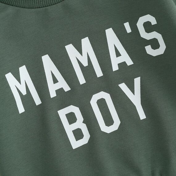 Geagodelia Baby Jungen Kleidung Outfit Babykleidung Set Langarmshirt Sweatshirt + Hose Neugeborene Weiche Babyset Mama's Boy Zweiteiler (C - Grün & Grau, 18-24 Monate)