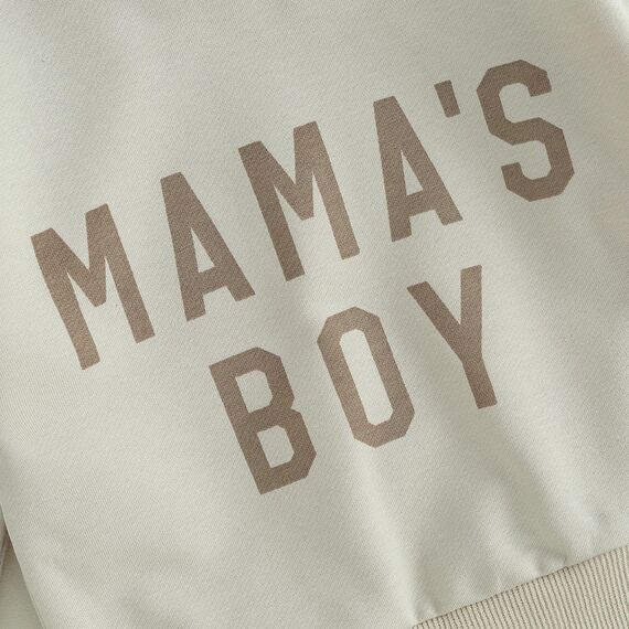 Geagodelia Baby Jungen Kleidung Outfit Babykleidung Set Langarmshirt Sweatshirt + Hose Neugeborene Weiche Babyset Mama's Boy Zweiteiler (C - Beige & Braun, 0-6 Monate)