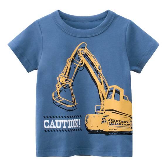 Unisex Baby T-Shirt Baumwolle Süß Karikatur Tier Muster Tops für 1-7 Jahre Alt (1-2 Jahre, H Blauer Bagger)