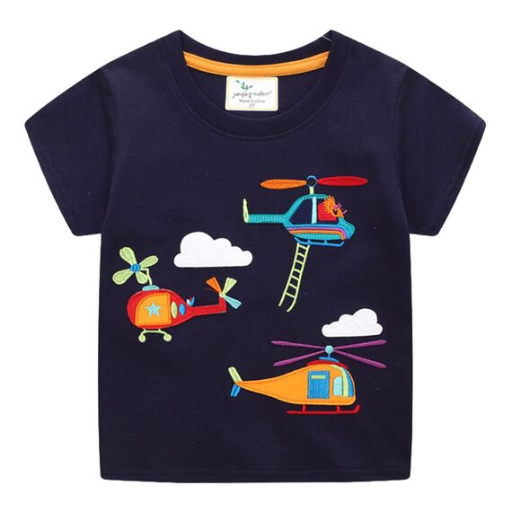 Unisex Baby T-Shirt Baumwolle Süß Karikatur Tier Muster Tops für 1-7 Jahre Alt (2-3 Jahre, H Hubschrauber)