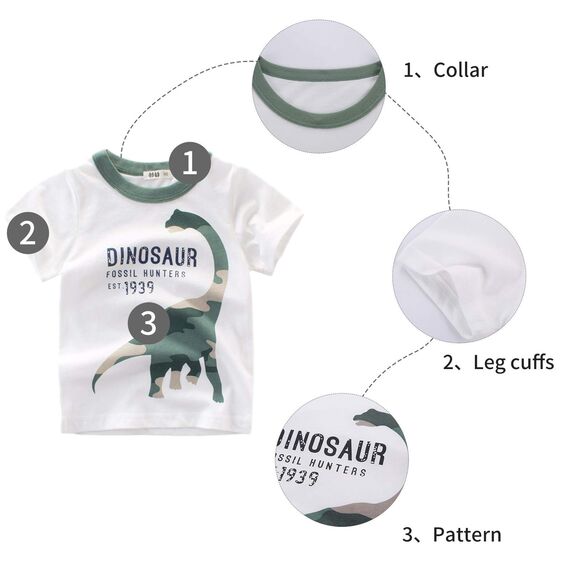 Unisex Baby T-Shirt Baumwolle Süß Karikatur Tier Muster Tops für 1-7 Jahre Alt (4-5 Jahre, E Dinosaurier Weiß)