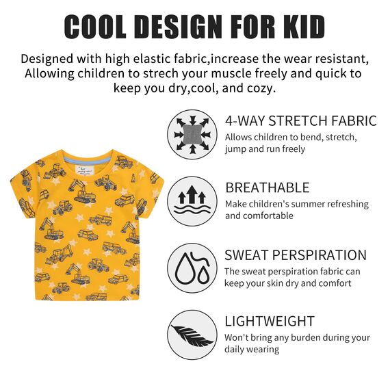 Unisex Baby T-Shirt Baumwolle Süß Karikatur Tier Muster Tops für 1-7 Jahre Alt (3-4 Jahre, H Stern Bagger)