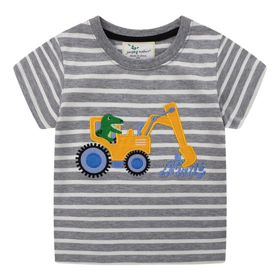 Unisex Baby T-Shirt Baumwolle Süß Karikatur Tier Muster Tops für 1-7 Jahre Alt (2-3 Jahre, H Streifen Bagger)