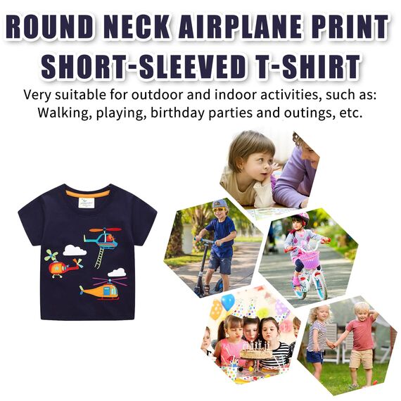 Unisex Baby T-Shirt Baumwolle Süß Karikatur Tier Muster Tops für 1-7 Jahre Alt (2-3 Jahre, H Hubschrauber)