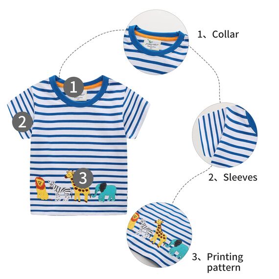 Unisex Baby T-Shirt Baumwolle Süß Karikatur Tier Muster Tops für 1-7 Jahre Alt (1-2 Jahre, H Tierische Streifen)