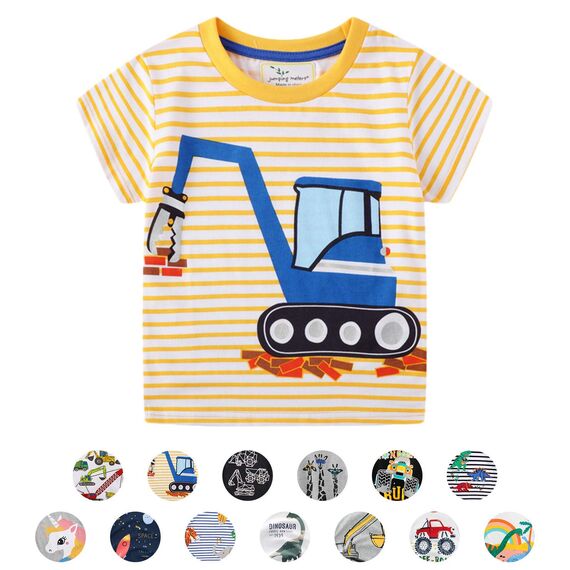 Unisex Baby T-Shirt Baumwolle Süß Karikatur Tier Muster Tops für 1-7 Jahre Alt (2-3 Jahre, F Gelb Streifen)