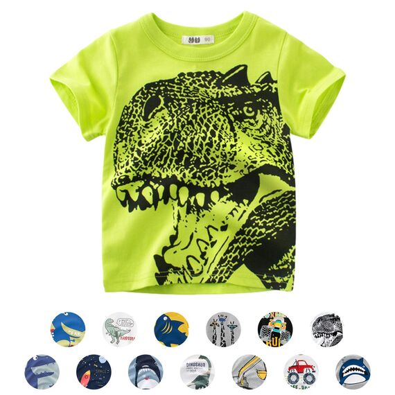 Unisex Baby T-Shirt Baumwolle Süß Karikatur Tier Muster Tops für 1-7 Jahre Alt (1-2 Jahre, A- grün)