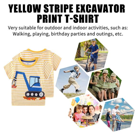 Unisex Baby T-Shirt Baumwolle Süß Karikatur Tier Muster Tops für 1-7 Jahre Alt (2-3 Jahre, F Gelb Streifen)
