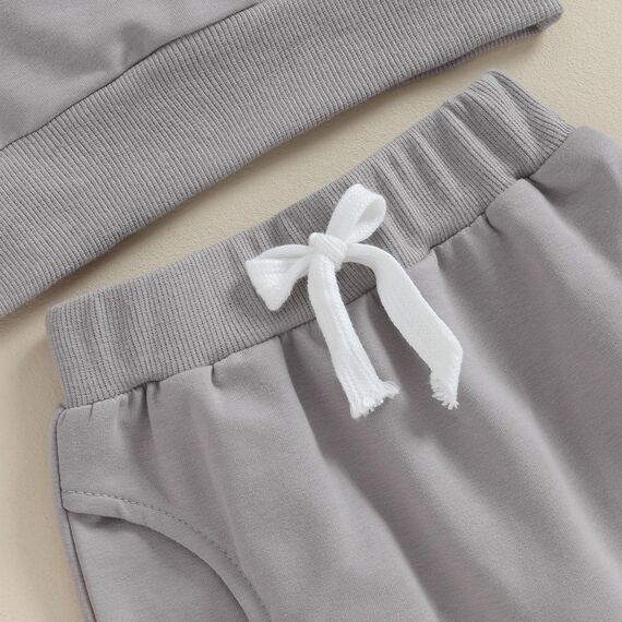 Geagodelia Baby Jungen Kleidung Outfit Babykleidung Set Langarmshirt Sweatshirt + Hose Neugeborene Weiche Babyset Mama's Boy Zweiteiler (D - Grau, 18-24 Monate)