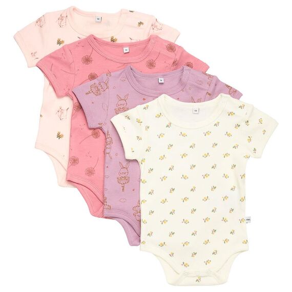 PIPPI Unisex Baby Body SS AO-printed (4-pack) Formender Body, Quail, 104